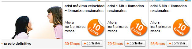 Ofertes d'ADSL d'Orange a Gav&agrave; ciutat (Febrer de 2007)